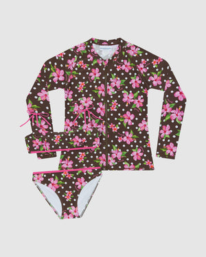Bahamas Girls Surf Long Sleeve Rash Top and matching Bikini Set