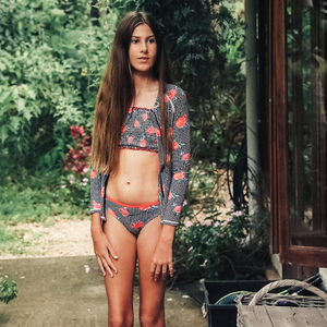 Girls Bikini and Rash Top Set - Vacation Time Print