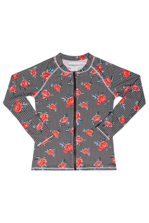 Girls One Piece and Rash Top Set - Vacation Time Print