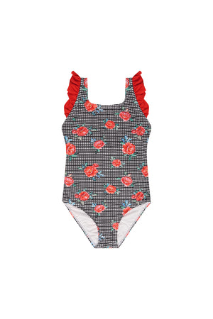 Girls One Piece and Rash Top Set - Vacation Time Print