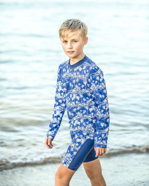 Long Sleeve Rash Top  - Hawaiian Palms