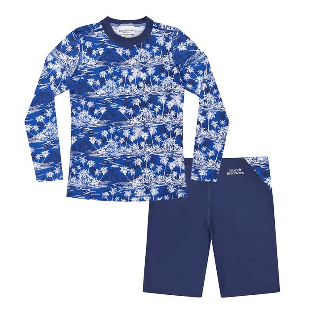 Rash Top and Matching Pant Set - Hawaiian Palms
