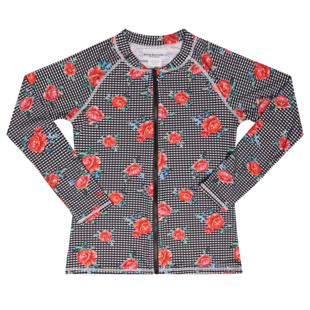 Girls Long Sleeve Rash Top - Vacation Time Print